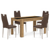 Autronic B140WOTDCL393BR Jedálenský set 1+4, stôl 138x80 cm, lamino dub wotan, stolička hnedá látka, cappuccino lak