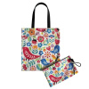 Nákupná taška + kozmetická taštička - farebné vtáčiky