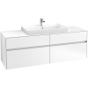 VILLEROY & BOCH Collaro závesná skrinka pod umývadlo na dosku (umývadlo v strede), 4 zásuvky, s LED osvetlením, 1600 x 500 x 548 mm, White Matt, C028B0MS