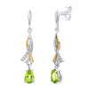 Stříbrné / pozlacené náušnice Wendy s pravým olivínem a Brilliance Zirconia FW15423EP
