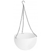 Kvetináč Strend Pro Modern, visiaci, závesný, biely, 26x16cm, s retiazkou a vešiakom