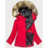 Dámska zimná bunda s kapucňou červená (j9-066) odstíny červené XXL (44)