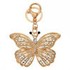 Clayre & Eef Zlatý kovový prívesok na kľúče s kamienkami motýľ - 6*2*8 cm - Clayre & Eef
