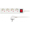 Solight predlžovací prívod, 4 zásuvky, biely, vypínač, 1,5m PP30