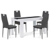 Autronic B140WTDCL391GREY Jedálenský set 1+4, stôl 138x80 cm, biele lamino, stolička sivá látka, antracitový lak