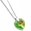 Náhrdelník Swarovski elements srdce zelené - Peridot AB 18mm