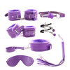 Bondage set z umělé kůže, 7 dílný – fialový
