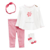 CARTER'S Set 4dielny tričko dl. rukáv, legíny, ponožky, čelenka Flower dievča LBB NB, veľ. 56