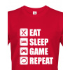 Pánske Geek/hráčske tričko EAT, SLEEP, GAME, REPEAT, Barva Červená, Velikost L, Canvas Pánské tričko s krátkým rukávem Bezvatriko.cz 0455