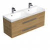 Swiss aqua technologies Koupelnová skříňka s chromovými úchyty a umyvadlem SAT Cube Way 120x53x40 cm dub Hickory mat CUBE2120ZDH