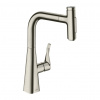 Hansgrohe Metris Select M71 - Kuchynská páková batéria s vyťahovacou sprškou, vzhľad nerezu 73822800