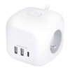 Solight 3z + USB A+C prodlužovací přívod - kostka, kabel 2m, 3 x 1mm2, bílý, vypínač (PP145C)
