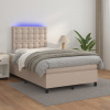 Box spring postel matrace a LED cappuccino 120x200cm umělá kůže Hnědá 3135938