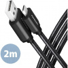 AXAGON BUMM-AM20AB, HQ kabel Micro USB USB-A, 2m, USB 2.0, 2.4A, ALU, oplet, černý