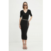 Šaty Guess KATELYN čierna farba, midi, priliehavé, W5RK11 Z2V62 W5RK11.Z2V62 XS