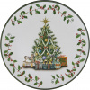 Melamínový plastový tanier v bielom farebnom prevedení s dekorom stromčeka a darčekov 33 x 1 cm Clayre & Eef 42391