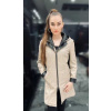 Max Original Leather Dámsky kožený kabát 8080 long ivory/black (3XL 58-60) - Ivory/black - 3XL