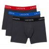 Pánske boxerky Lacoste Striped Waist Microfiber Trunk 3P - dark grey/red/blue/black - Sivý (S)