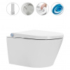 CERANO - Závesná WC misa s integrovaným elektronickým bidetom Cronus Premium, Rimless, Vortex + UF sedátko - biela lesklá - 38,4x59,3 cm