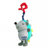 BABY MIX Detská plyšová hračka s hracím strojčekom a klipom Baby Mix Ježko modro-sivý