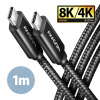 AXAGON BUCM432-CM10AB NewGEN+ kabel USB-C USB-C, 1m, USB4 Gen 3×2, PD 100W 5A, 8K HD, ALU, oplet BUCM432-CM10AB