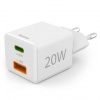 Nabíjačka do siete Hama USB-C + USB-A, PD/QC, 20 W (201991) biela