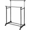 HomeLife Double Pojazdný stojan na šaty 75 x 33 x 153 cm čierný