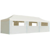 Skladací párty stan s 8 bočnými stenami 3x9 m krémový-ForU-44976