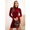 Legínovo Dámske šaty z rebrovanej viskózy s dlhými rukávmi a stojatým golierom čierne Farba: Bordová, Veľkosť: UNI