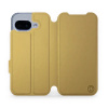 Flipové pouzdro Mobiwear - Google Pixel 9A - Zlatavé a oranžové (Knížkové flip pouzdro, obal, kryt na mobil Google Pixel 9A - Zlatavé a oranžové, materiál Umělá kůže + TPU - ochrana 360°, stojánek, si