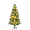 vidaXL Umelý vianočný stromček 300 LED, súprava gulí a sneh 210 cm