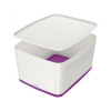 Úložný box s vekom Leitz MyBox, veľkosť L biela/purpurová