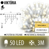 Viktória spojovateľná led svetelná záclona vonkajšia flash - 50led - 3m teplá biela / flash prebliknutie studená biela - biely kábel