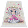 Dywany Łuszczów BAMBINO 43020 umývací koberec Princezná, hviezdy pre deti protišmykový - krémová / ružová
