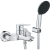 GROHE Start páková vaňová batéria nástenná, ručná sprcha 1jet EcoJoy priemer 110 mm, sprchový držiak a sprchová hadica 150 cm, chróm, 25283002