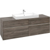 VILLEROY & BOCH Collaro závesná skrinka pod umývadlo na dosku (umývadlo v strede), 4 zásuvky, s LED osvetlením, 1600 x 500 x 548 mm, Stone Oak, C028B0RK