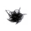 Brošňa / ozdoba do vlasov kvet s perím - 1 ks 5 čierna
