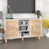 zahrada-XL Komoda biela 105x30x60 cm masívna borovica a prírodný ratan 345639