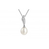 iZlato Forever Perlový prívesok z bieleho zlata s diamantmi Oriana IZBR109A