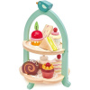 Tender Leaf Toys Drevená cukráreň Birdie Afternoon Tea stand so zákuskami a sendvičmi