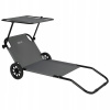 Mobilné záhradné ležadlo s tienidlom Nils, sivé