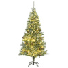 vidaXL Umelý vianočný stromček 300 LED, súprava gulí a sneh 210 cm
