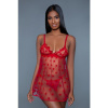 Be Wicked Valentine Sheer Babydoll Set - Red Medium červená