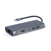 Gembird USB-C 7v1 multiport USB 3.0 + HDMI + VGA + PD + čítačka kariet + stereo audio A-CM-COMBO7-01