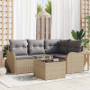 zahrada-XL Súprava záhradných pohoviek s vankúšom 5 pcs Béžová Poly ratan 3345690