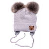 BABY NELLYS Zimná čiapka s fleecom Teddy Bear - chlupáčk. bambuľky - sv. šedá, šedá Baby Nellys