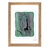 Atelier - Petr Vydra Modliace ruky - zelené vitrážové sklo v hnedom ráme 50 x 70 cm ( pasparta 40 x 50 cm )