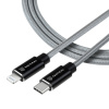 Tactical Aramid extra pevný kábel USB-C/Lighting MFI - 1m - Sivá