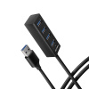 AXAGON HUE-M1AL, 4x USB 3.2 Gen 1 MINI hub, kovový, kábel USB-A 1.2m HUE-M1AL