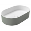 Sapho THIN umývadlo na dosku, Rockstone, 55x35cm, biela mat/verde WN205-44